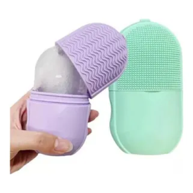 Silicona Hielo Facial 2 en 1 en colores lila y verde menta